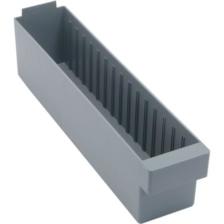 Shelf Bin Drawers, Gray, High Impact Polystyrene, 25 Lb Load Capacity, 6 PK